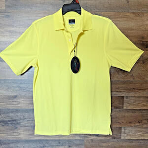 Greg Norman Play Dry Golf Polo Shirt Men's  Small Yellow Shark Logo Lightweight